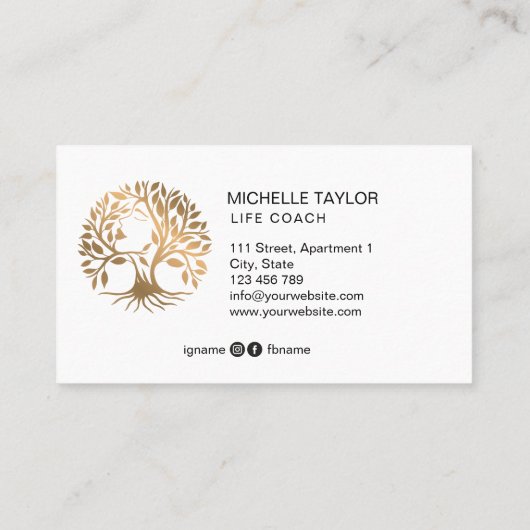 ツリーオブライフコーチセラピスト心理学者美しい 名刺 (裏面)
