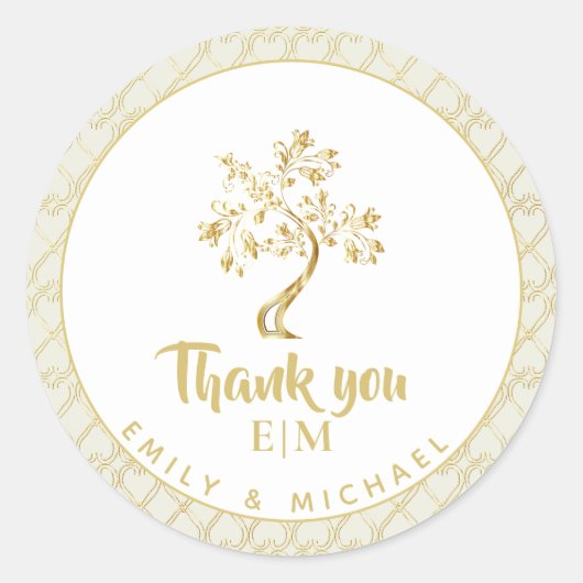 ツリーオブライフゴールドフォイル結婚ズベビーバーこうもりミトバ ラウンドシール (正面)