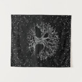 ツリーオブライフスケッチ白黒 タペストリー (正面(横))