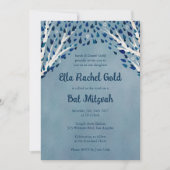 ツリーオブライフスターズウォーターカラーこうもりバー（ユダヤ教の）バル・ミツバー 招待状 (正面)