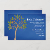 ツリーオブライフスワーズブルーバー（ユダヤ教の）バル・ミツバー披露宴 招待状 (正面/裏面)