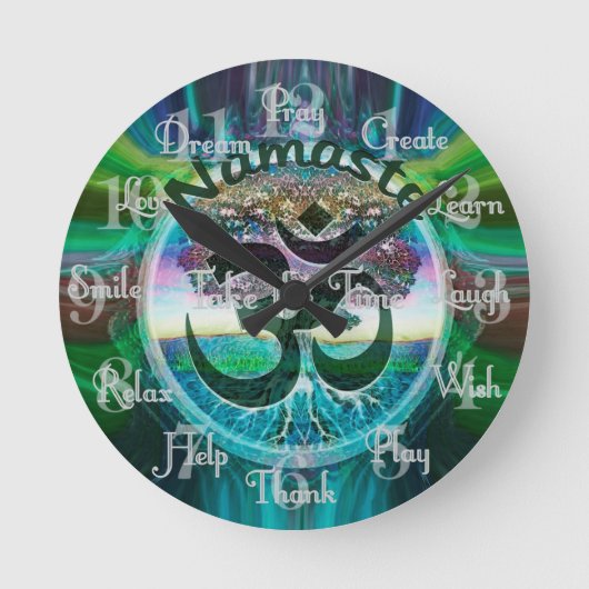 ツリーオブライフナマステ ラウンド壁時計 (正面)