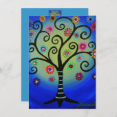 ツリーオブライフバーこうもりBナイ(ユダヤ教の)バル・ミツバー招待状 招待状 (正面/裏面)