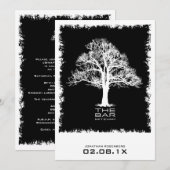 ツリーオブライフバー(ユダヤ教の)バル・ミツバー招待状ブラック 招待状 (正面/裏面)