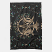 ツリーオブライフペンタグラムムーンオーナメント キッチンタオル (縦)