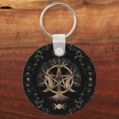 ツリーオブライフペンタグラムムーンオーナメント キーホルダー (正面)