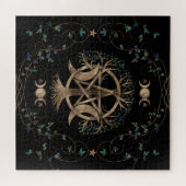 ツリーオブライフペンタグラムムーンオーナメント ジグソーパズル (横)