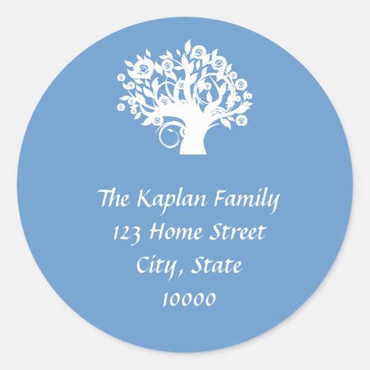 ツリーオブライフ封筒用シールバーバルミツワー結婚ズ ラウンドシール (正面)