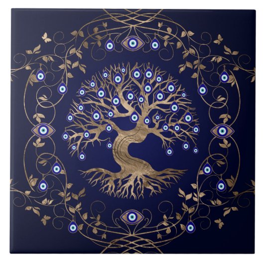 ツリーオブライフ悪い目オーナメント タイル (正面)
