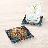 ツリーオブライフ超リアル自然アート ガラスコースター (アングル)