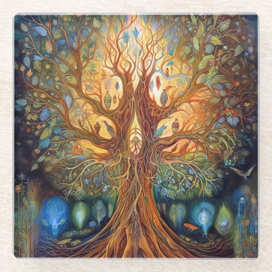 ツリーオブライフ超リアル自然アート ガラスコースター (正面)