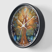 ツリーオブライフ超リアル自然アート 壁時計 (傾斜)