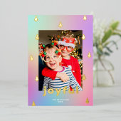 ツリーオモダンンブレレインボートレンディーフォト金ゴールド 箔シーズンカード (立ち正面)