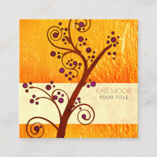 ツリーオン金ゴールドホリスティック金属コーチまたはセラピスト スクエア名刺