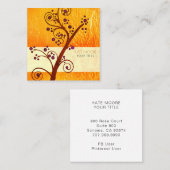 ツリーオン金ゴールドホリスティック金属コーチまたはセラピスト スクエア名刺 (正面/裏面)