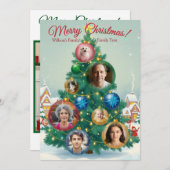 ツリーオーナメント付き赤と緑のクリスマスカード シーズンカード (正面/裏面)