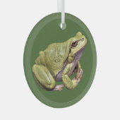 ツリーカエルかわいい禅フロッグガラスオーナメント ガラスオーナメント (正面右)
