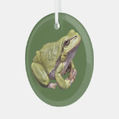 ツリーカエルかわいい禅フロッグガラスオーナメント ガラスオーナメント (正面左)