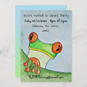 ツリーカエルの水色 招待状 (正面/裏面)