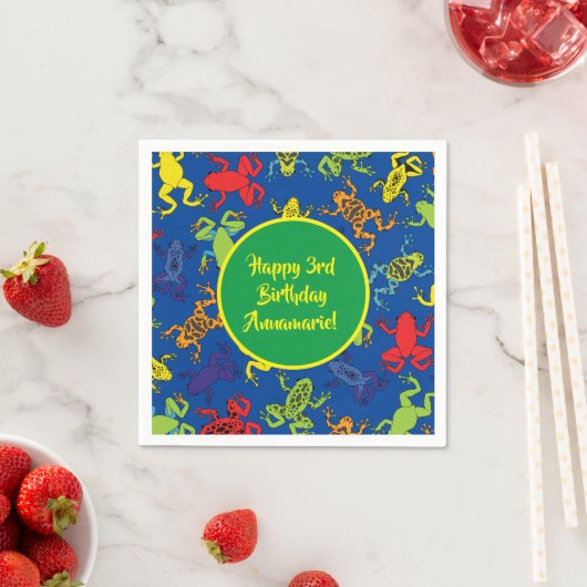 ツリーカエル子供の誕生日かわいい スタンダードカクテルナプキン (インサイチュ)