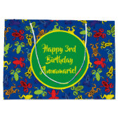 ツリーカエル子供の誕生日かわいい ラージペーパーバッグ (裏面)