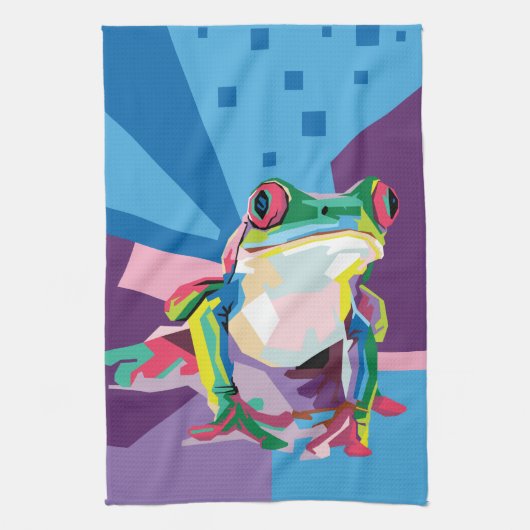 ツリーカカラフルエルポートレート キッチンタオル (縦)