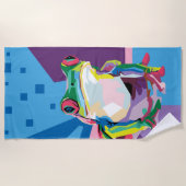 ツリーカカラフルエルポートレート ビーチタオル (正面)