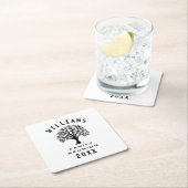 ツリーカッコいいファミリー懇親会サマーバケーションロードトリップ スクエアペーパーコースター (インサイチュ)