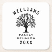 ツリーカッコいいファミリー懇親会サマーバケーションロードトリップ スクエアペーパーコースター (正面)