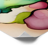 ツリーカラフルアルコールインク抽象芸術 ポスター (角)