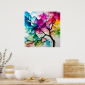 ツリーカラフルアルコールインク抽象芸術 ポスター (キッチン)