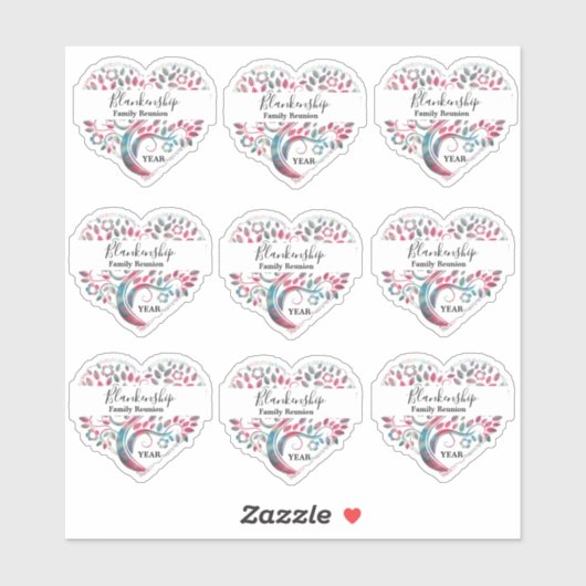 ツリーカラフルハートファミリ懇親会テンプレート シール (シート)