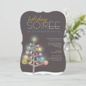 ツリーカラフル&バードホリデーソーリーパーティー招待状 招待状 (スタンド正面)