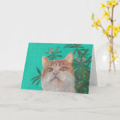 ツリーカードの下の猫 カード (黄色い花)