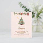 ツリーガーランドレッドクリームクリスマスパーティの招待状 (スタンド正面)