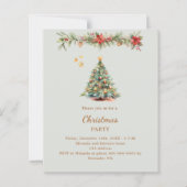ツリーガーランドレッドグリーンクリスマスパーティの招待状 (正面)