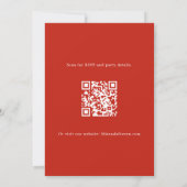 ツリーガーランド赤花模様QRコードクリスマスパーティー 招待状 (裏面)
