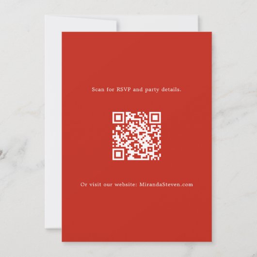 ツリーガーランド赤花模様QRコードクリスマスパーティー 招待状 (裏面)