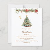 ツリーガーランド赤QRクリスマスパーティの招待状 (正面)
