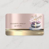 ツリーガールシルエットロータスゼンストーンズバラ金ゴールド 名刺 (正面)