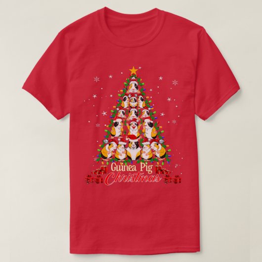 ツリーギニア豚クリスマスギニアピグクリスマス Tシャツ (デザイン正面)