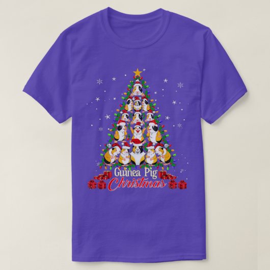 ツリーギニア豚クリスマスギニアピグクリスマス Tシャツ (デザイン正面)