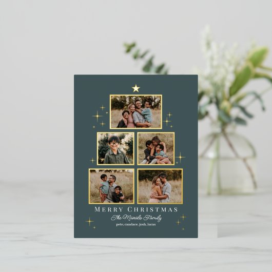 ツリーギャラリ実在ーフォイルホリデーカードポストカード 箔シーズンポストカード (立ち正面)