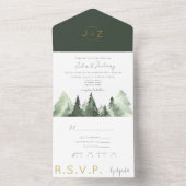 ツリークラシック自然/モダンコンボ結婚式の招待 オールインワン招待状 (内側)
