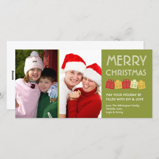 ツリーグリーンメリークリスマスおもしろい踊りギフトボックス シーズンカード (正面/裏面)