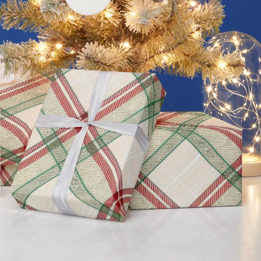 ツリーサイド タータン ラッピングペーパー (クリスマス)