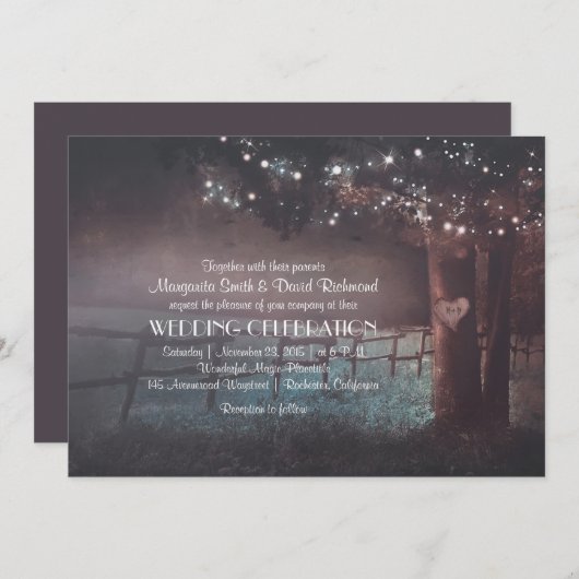 ツリーサマー素朴アウトドア結婚式招待状 招待状 (正面/裏面)