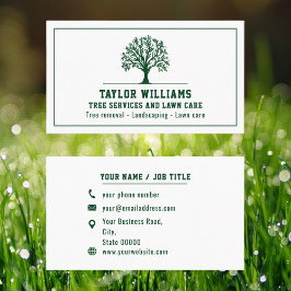 ツリーサービス気に芝生造園グリーンアンドホワイト 名刺