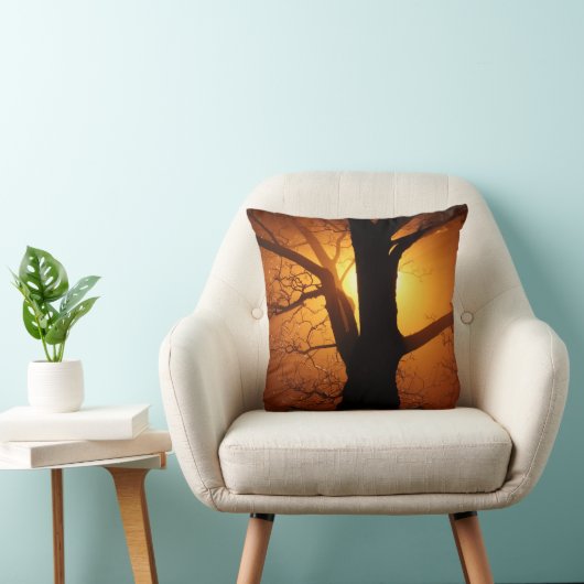 ツリーシルエットアットサンセットアクセント装飾用クッション クッション (椅子)