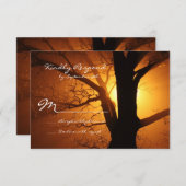 ツリーシルエットサンセットカントリーウェディングRSVPカード 出欠カード (正面/裏面)